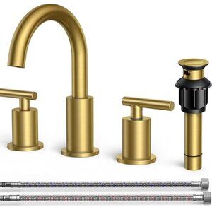 FORIOUS 8-Inch Widespread Brushed Gold Bathroom Faucet NIB